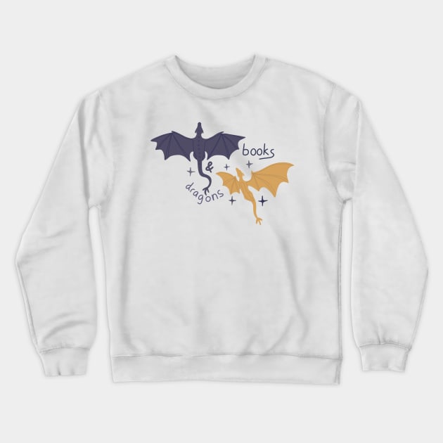 Books and dragons fantasy design for readers Crewneck Sweatshirt by loulou-artifex